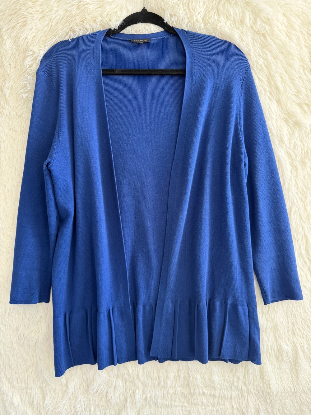 Talbots Womens Preppy Ribbed Knit Cardigan Size L Blue Capsule Modern Classic